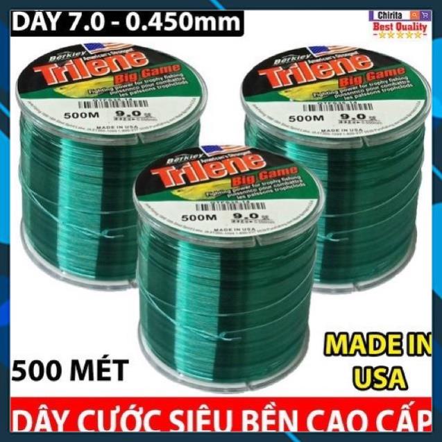 cước câu cá loại 1 dài 500m hàng mỹ TRILENE Big game tải cá 40kg y hình hàng nhập khẩu