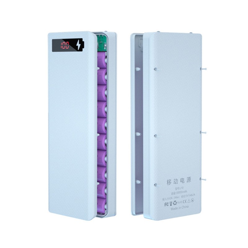 Hộp đựng pin dự phòng 10x18650 hai cổng usb màn hình lcd diy