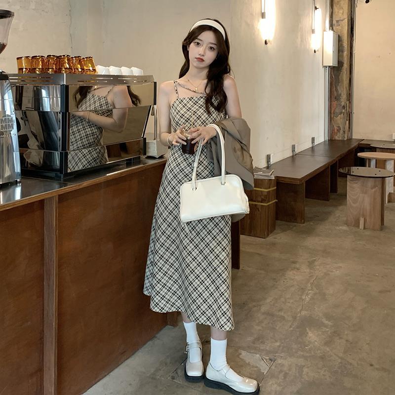 Set Áo Khoác Vest Và Chân Váy Họa Tiết Caro Phong Cách Pháp Thời Trang Mùa Thu Cho Nữ
