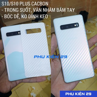 [Samsung S10 Plus/S10 5G] Dán lưng 3D chống xước vân Cacbon - Carbon