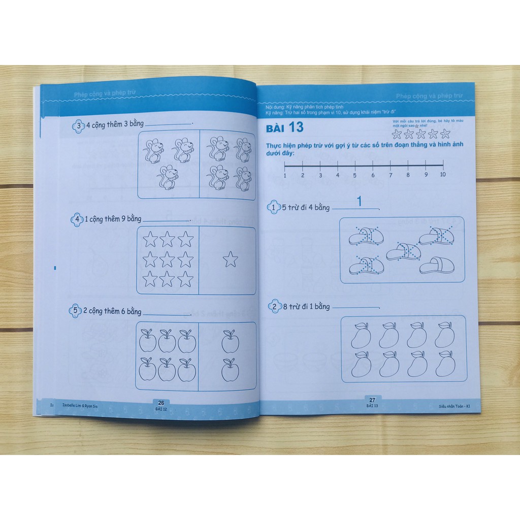 Sách: Siêu nhân toán k1, k2 - Học tập sớm ( bộ 2 cuốn, 4 - 6 tuổi )