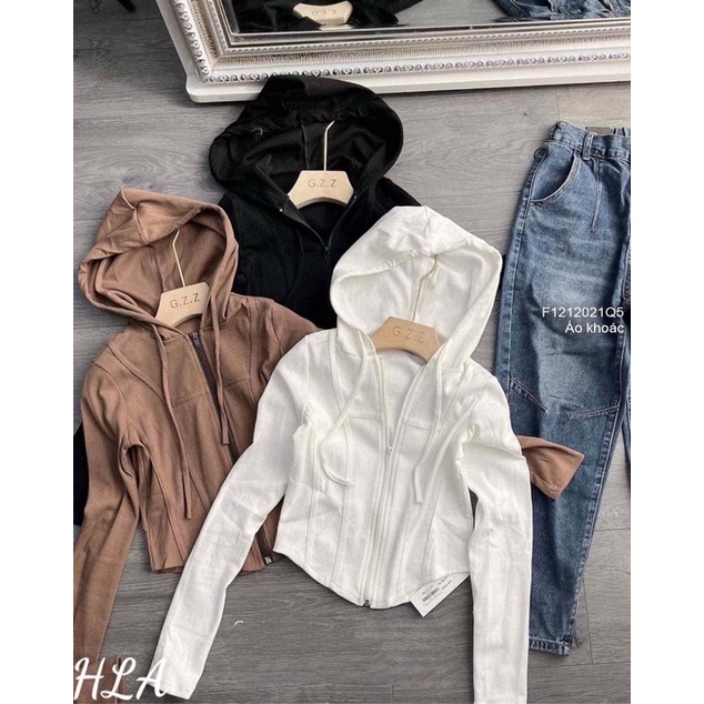 Áo khoác croptop tay dài trơn dáng ôm hiện đại chất thun Gân tăm cao cấp - Vien's Store