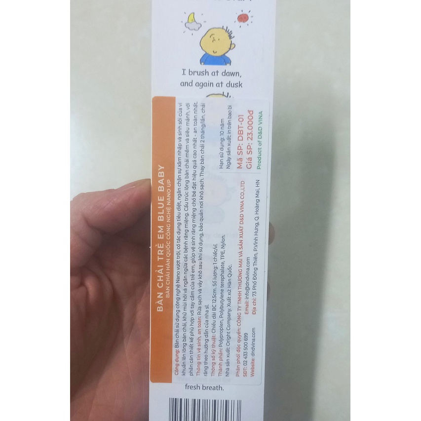 Bàn chải đánh răng trẻ em Blue baby. Bàn chải Hàn Quốc công nghệ Nano up an toàn cho trẻ từ 2_5 tuổi.