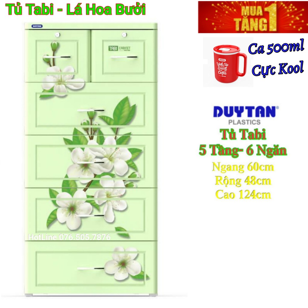 Tủ nhựa duy tân TABI 5 Tầng- 6 Ngăn Màu Lá BÓNG RỔ