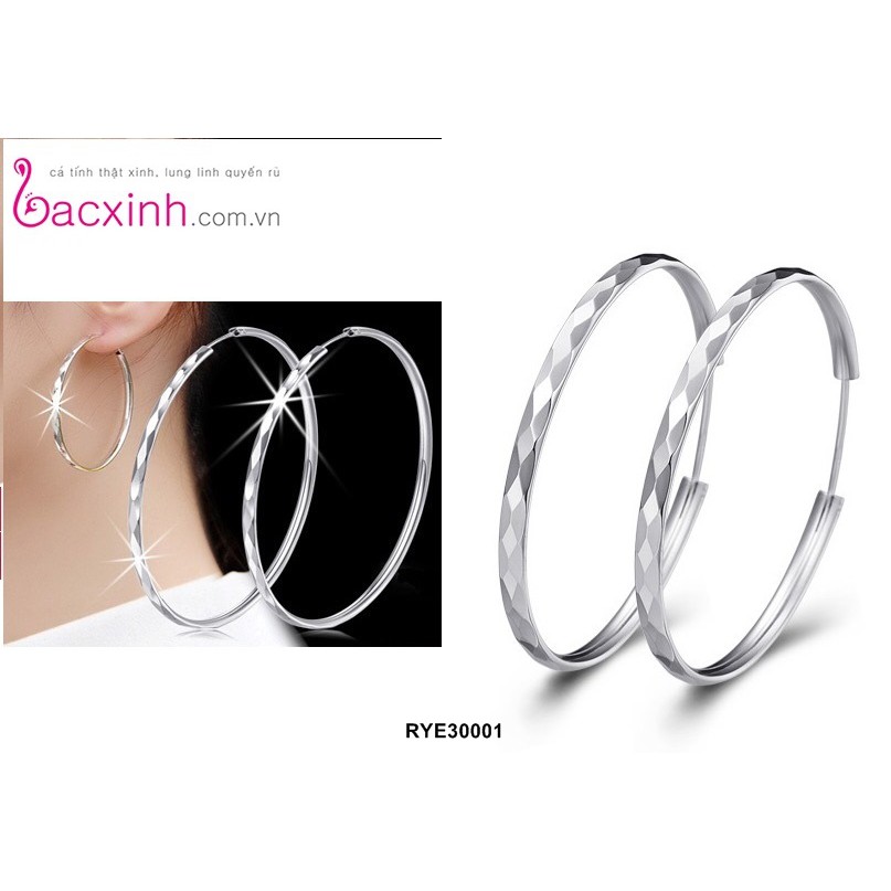 Bông tai bạc Ý 925 Bạc xinh Huệ Ngân - Bông vòng tròn to RYE30001