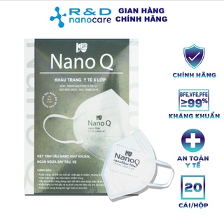 [ Hộp - 20 Cái ] Khẩu trang N95 5 lớp kháng khuẩn NANO Q - Hàng chính hãng Nanocare R&D