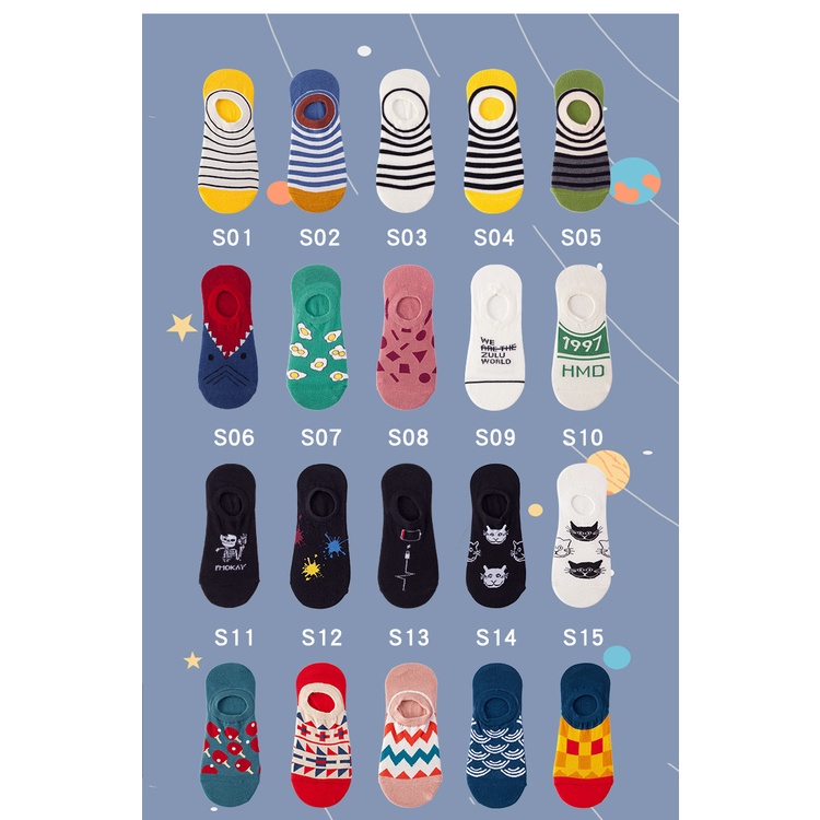 Vớ WAFNHA D432 cổ thấp cotton mỏng phối silicone chống trượt nhẹ thời trang mùa hè dành cho nam