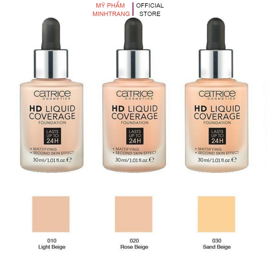 Kem nền Catrice HD 24h Liquid Coverage Foundation,kem dưỡng ẩm,dưỡng trắng da,mỏng nhẹ,thông thoáng,kiềm dầu,che phủ tốt