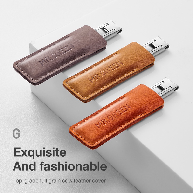 Bấm móng tay MR. GREEN công nghệ chính xác siêu mỏng với bao đựng bằng da bò