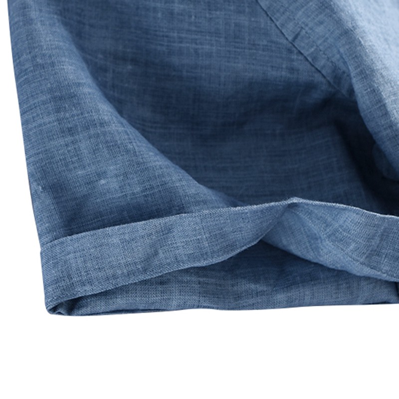 Áo Sơ Mi Tay Ngắn Cổ Chữ V Vải Lanh Mềm Mại Thoáng Khí Thời Trang Cho Nam