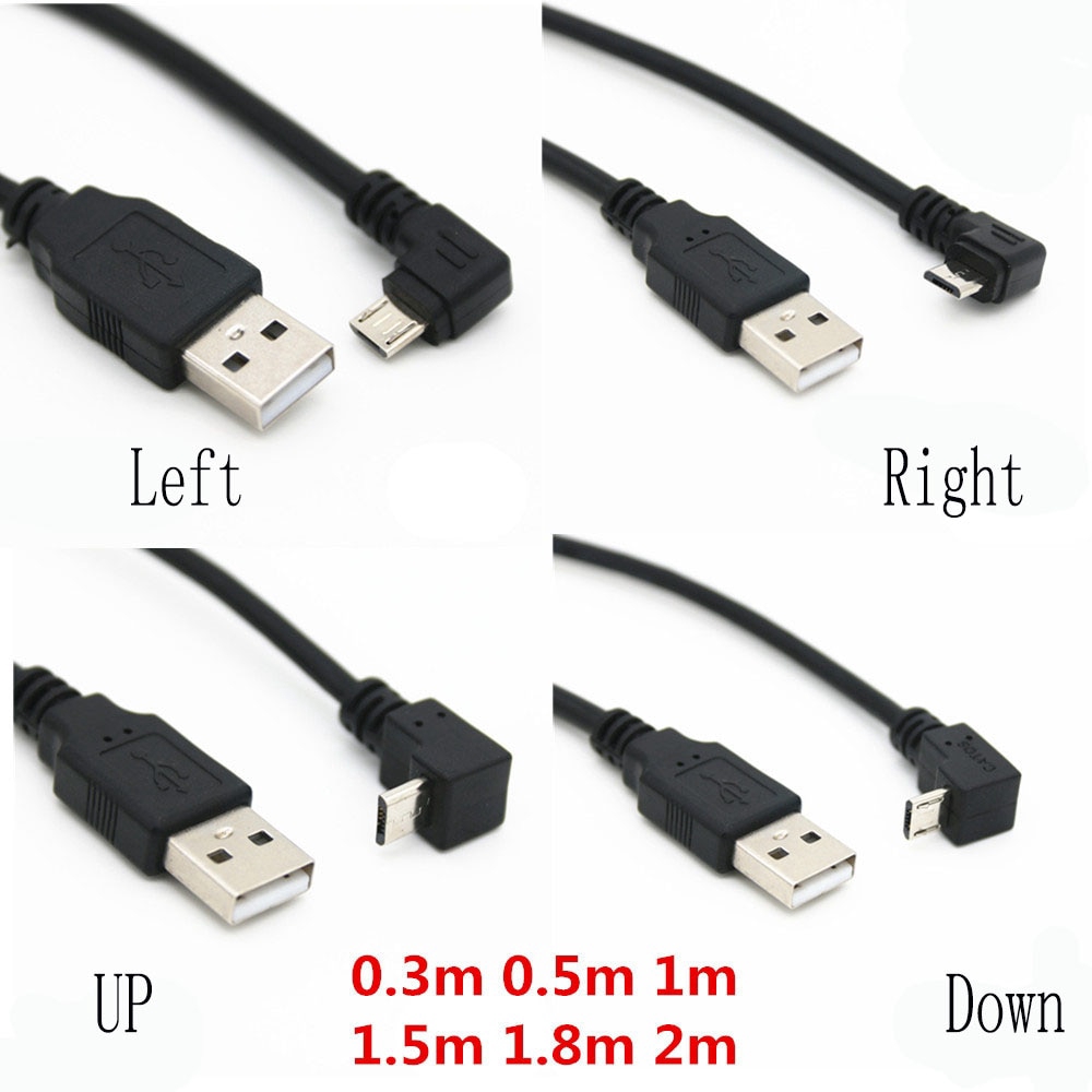 Cáp Sạc Đầu Bẻ Góc 90 Độ Cổng Micro USB Sang USB 25cm 50cm