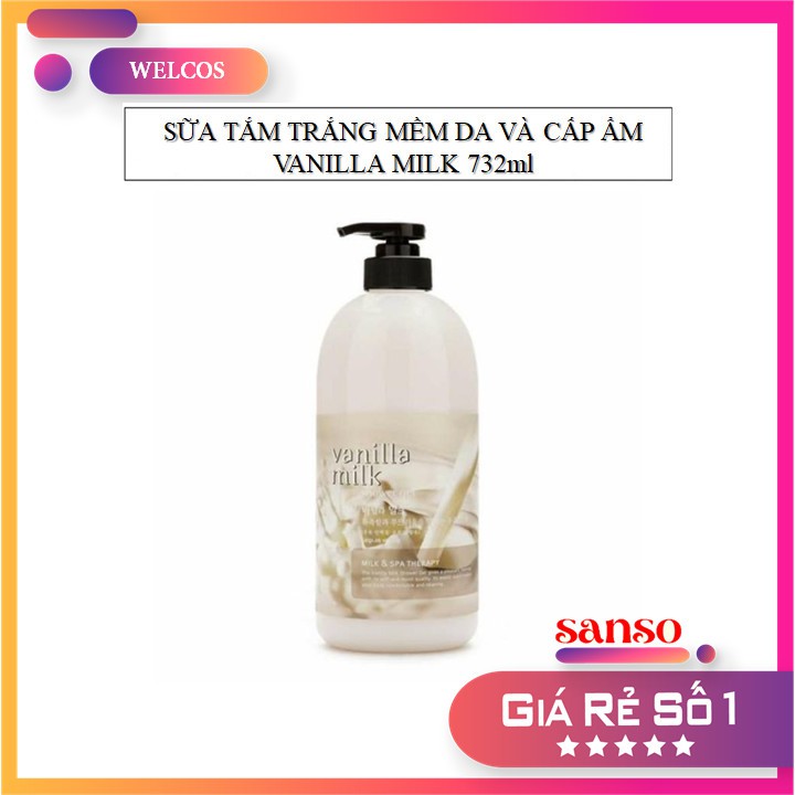Welcos - Sữa tắm trắng mềm da và cấp ẩm Vanilla Milk chính hãng Hàn Quốc
