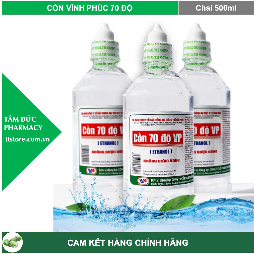 Cồn 70 độ - Cồn 90 độ Vĩnh Phúc chai 500ml