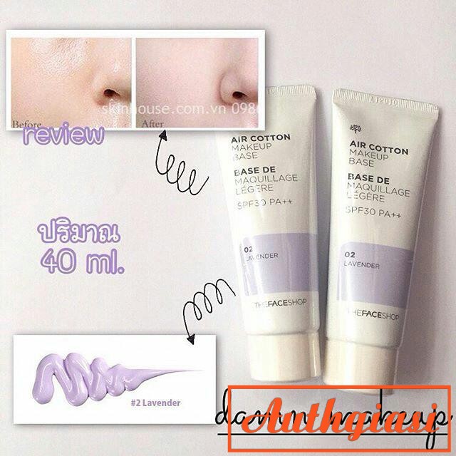 Kem lót kiềm dầu và hiệu chỉnh tông da The Face Shop Air Cotton Makeup Base SPF30 PA++ TFS 40ml | BigBuy360 - bigbuy360.vn