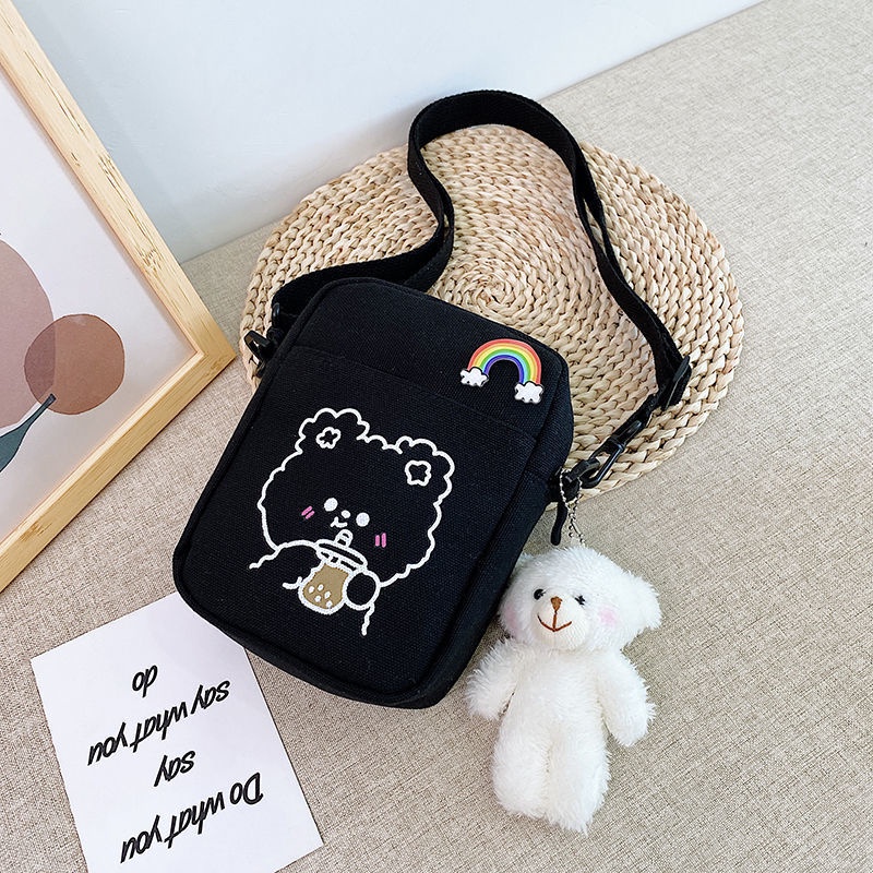 Túi Canvas Đeo Chéo Kiểu Dáng Dễ Thương Cho Nữ Sinh