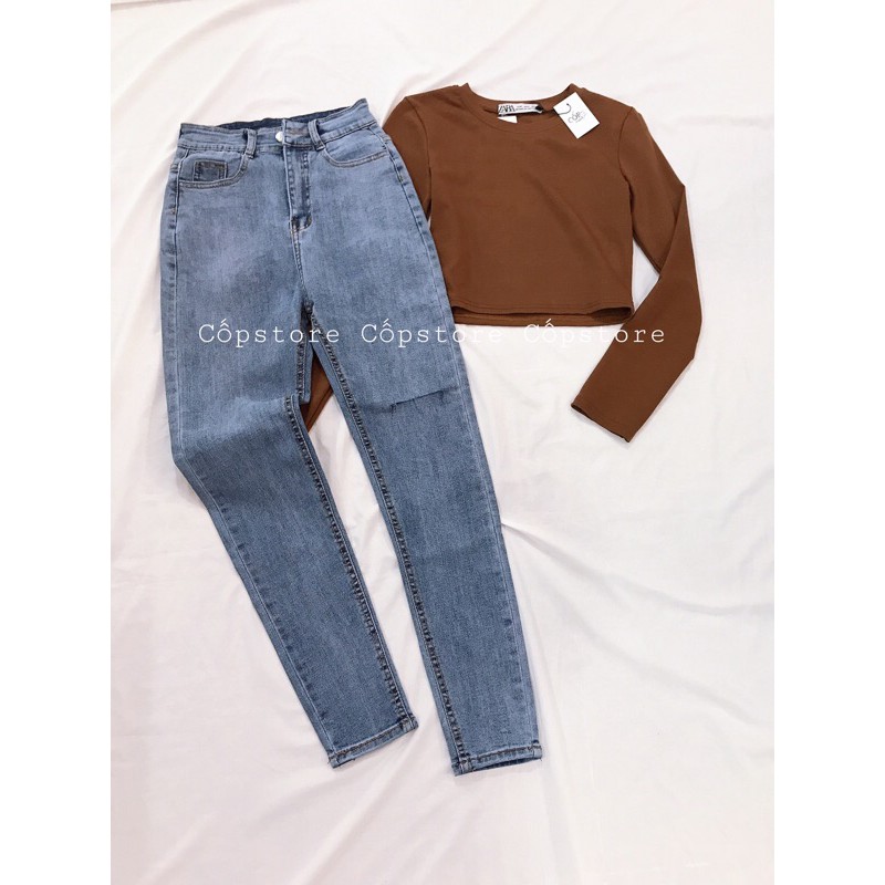 QUẦN JEANS ÔM RÁCH 1 BÊN GỐI