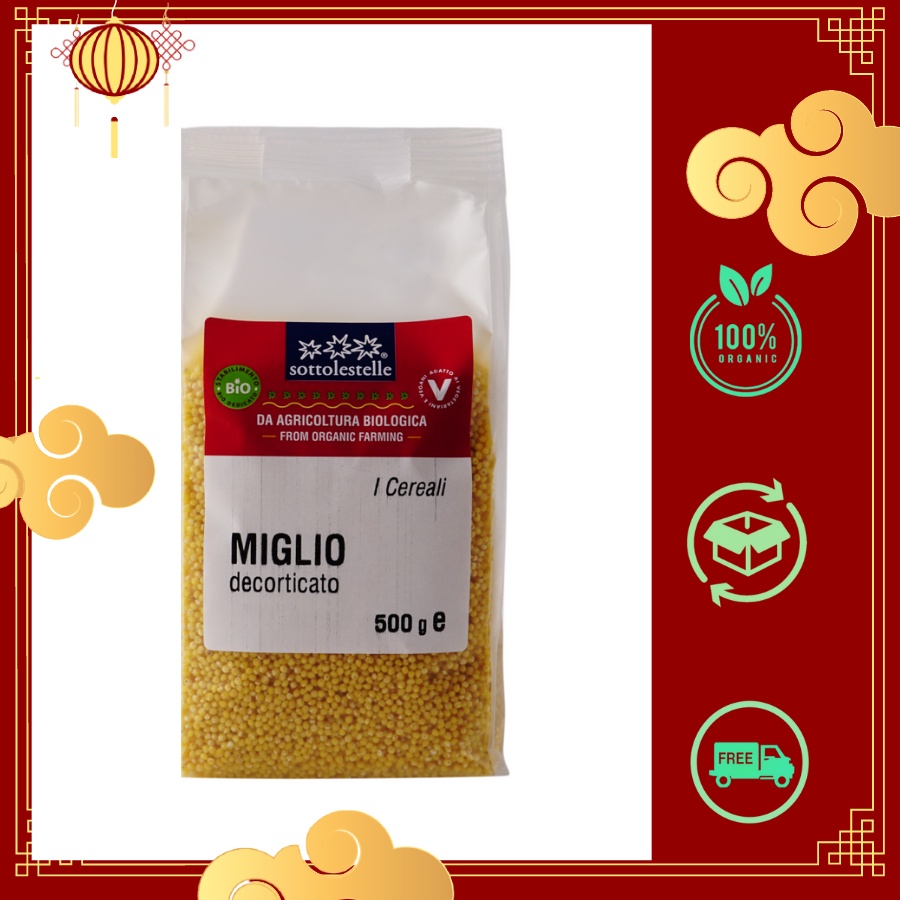 Hạt Kê Hữu Cơ Đã Bóc Vỏ 500g Sottolestelle Organic Hulled Millet