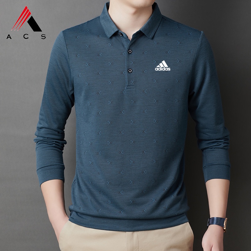 Áo thun polo tay dài có cổ 3 màu sắc thời trang dành cho nam giới trung niên
