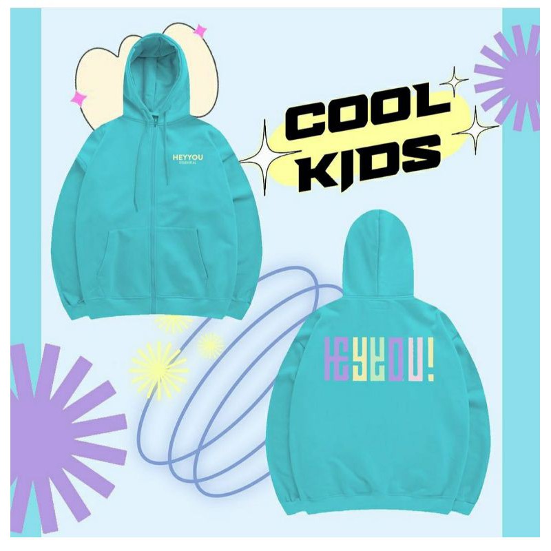 Áo khoác heyyou hoodie zip blue