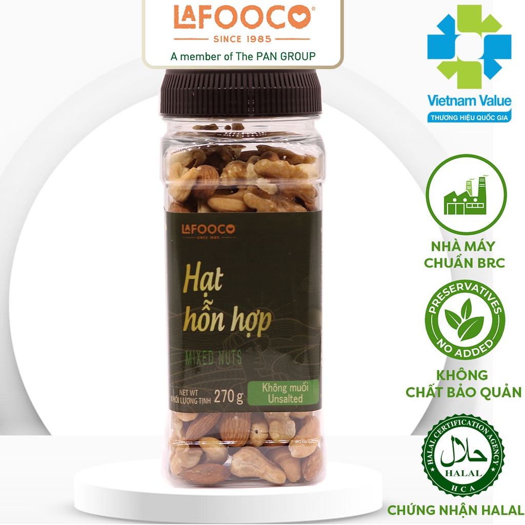 Hạt hỗn hợp không muối LAFOOCO 270g Unsalted mixed nuts