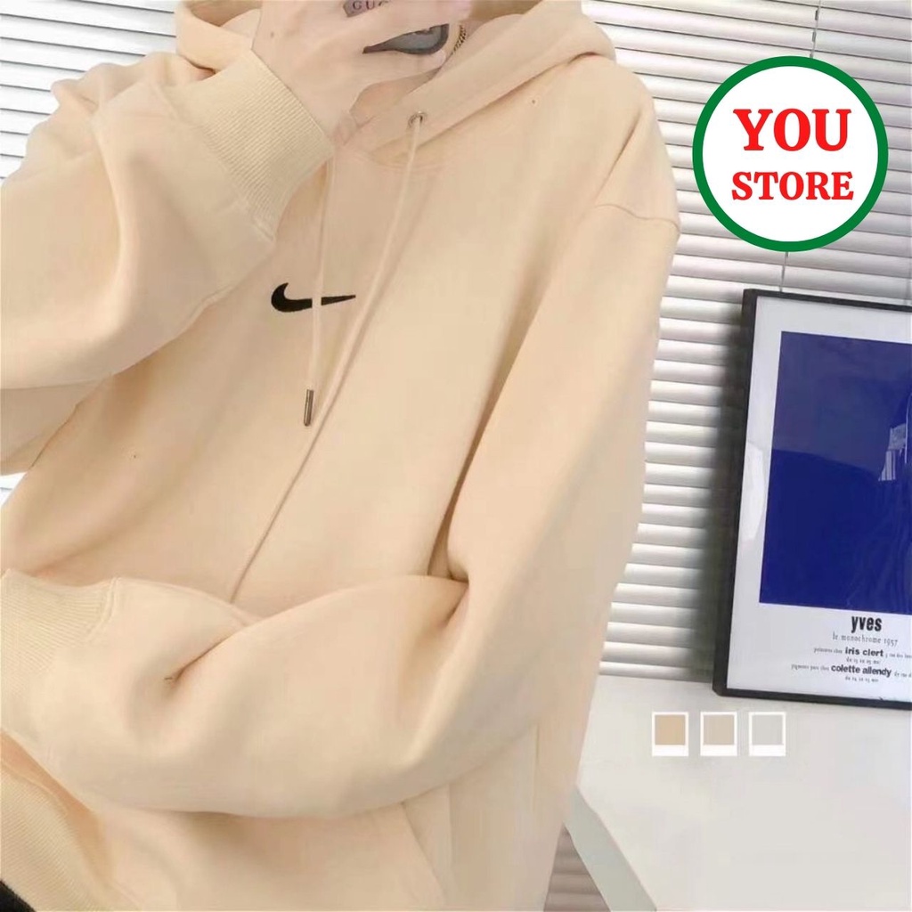Áo Hoodie Unisex Chính Hãng Dấu Nike Trước Ngực Chất Nỉ Bông You Store