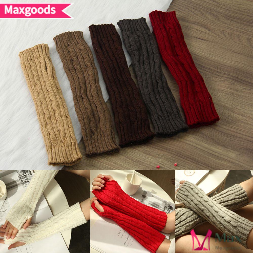 Găng Tay Len Dài 30cm Hở Ngón Co Giãn Giữ Ấm