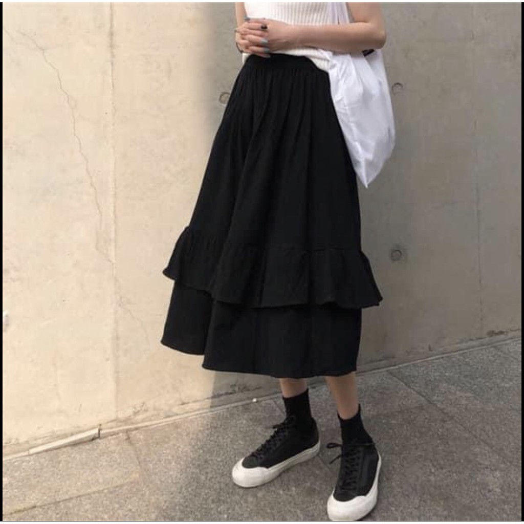 [ TẶNG KÈM XẢ VẢI] Chân váy xoè kaki 2 tầng ulzzang phong cách Hàn Quốc | BigBuy360 - bigbuy360.vn