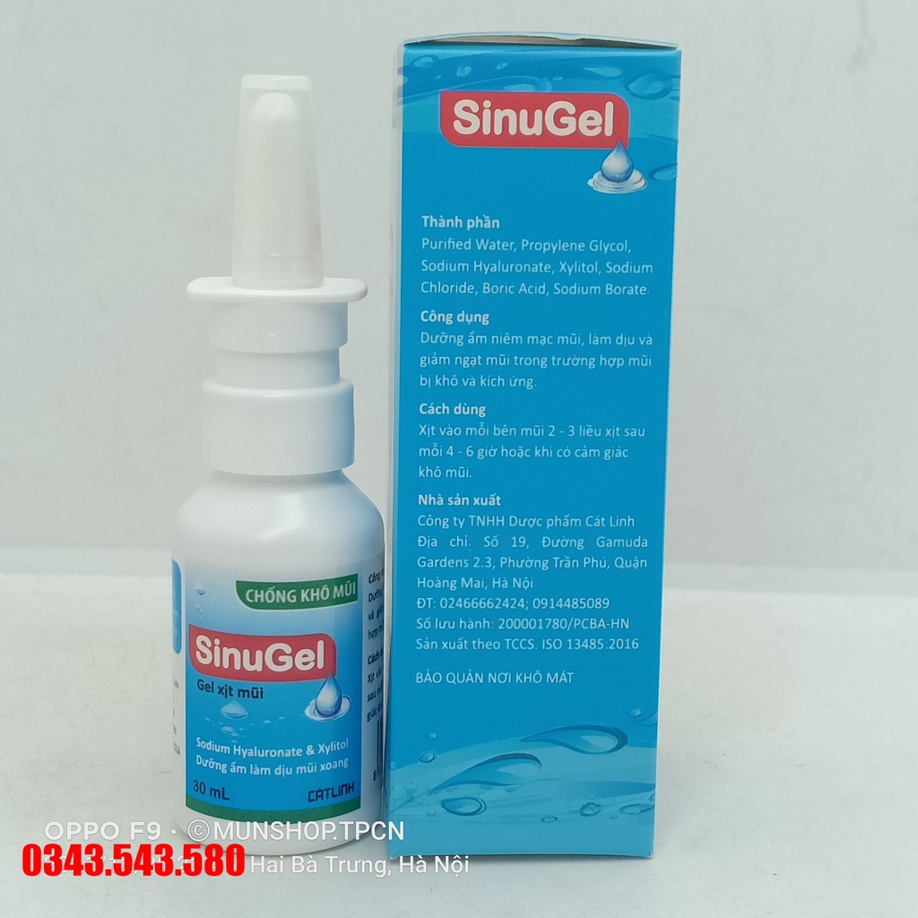 Gel xịt mũi SinuGel chống khô mũi lọ 30ml