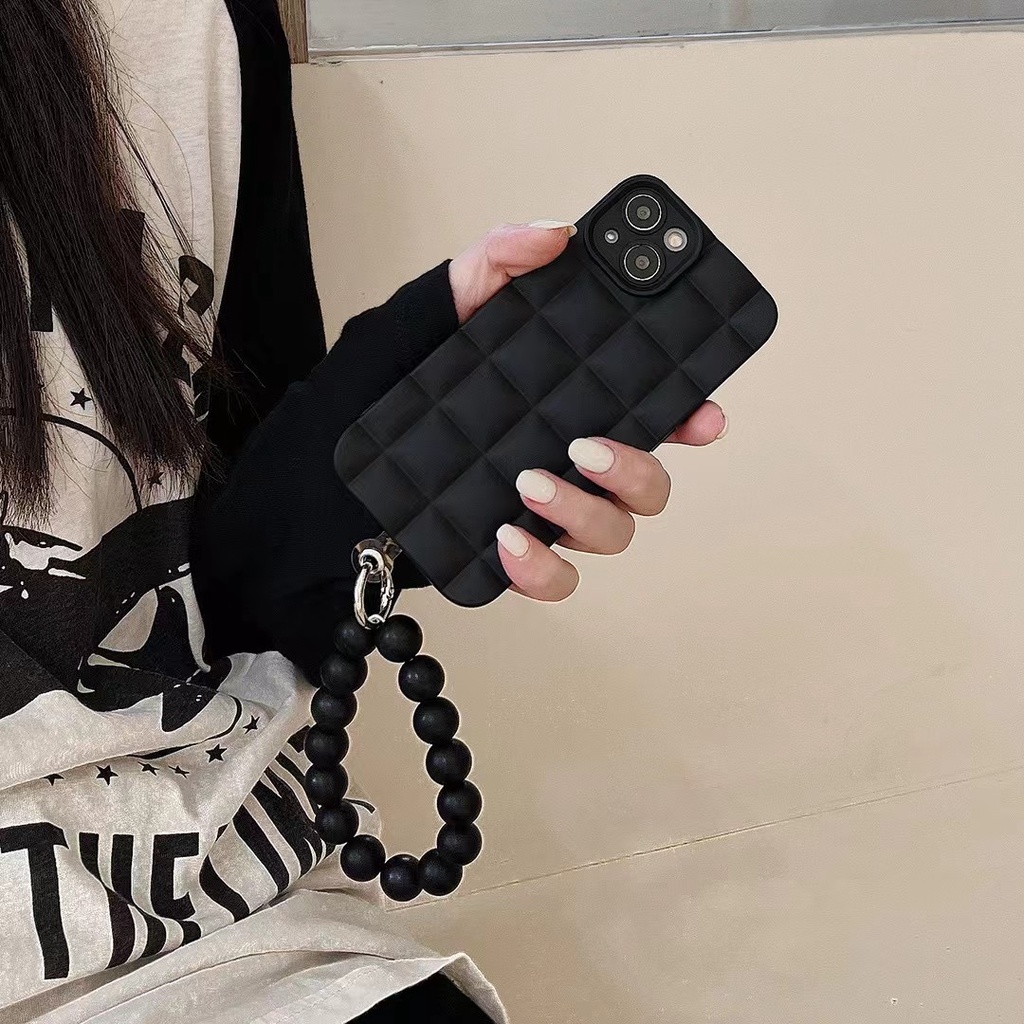 Ốp Điện Thoại Mềm Hình Vuông Màu Đen Đính Hạt Cho Iphone14proamx 14plus 12 pro max 11 pro max xs max xr x 13proamx plus