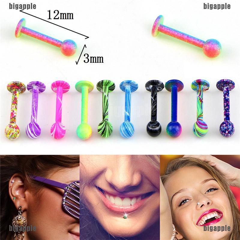 Set 10 khuyên môi nhiều màu độc đáo cá tính