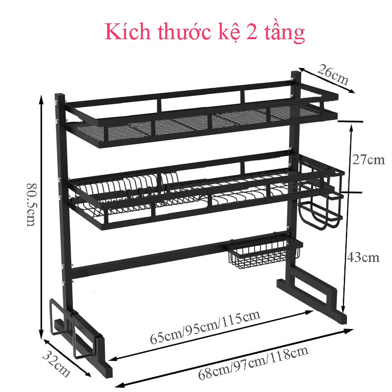 Kệ Chén Nhà Bếp Đa Năng 2 Tầng SENNAI Đặt Trên Bồn Rửa Sơn Tĩnh Điện 5 Lớp