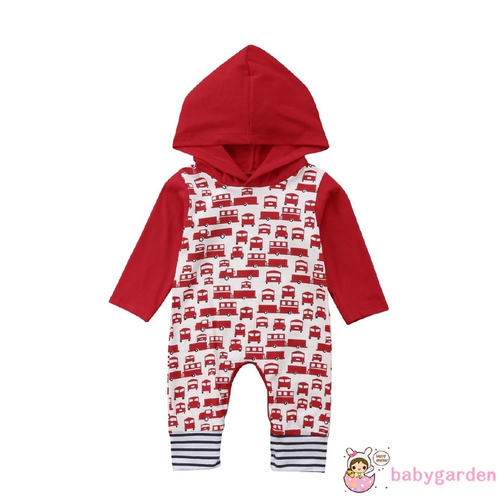 Bộ áo liền quần hoodie in hình xe hơi dễ thương cho trẻ sơ sinh