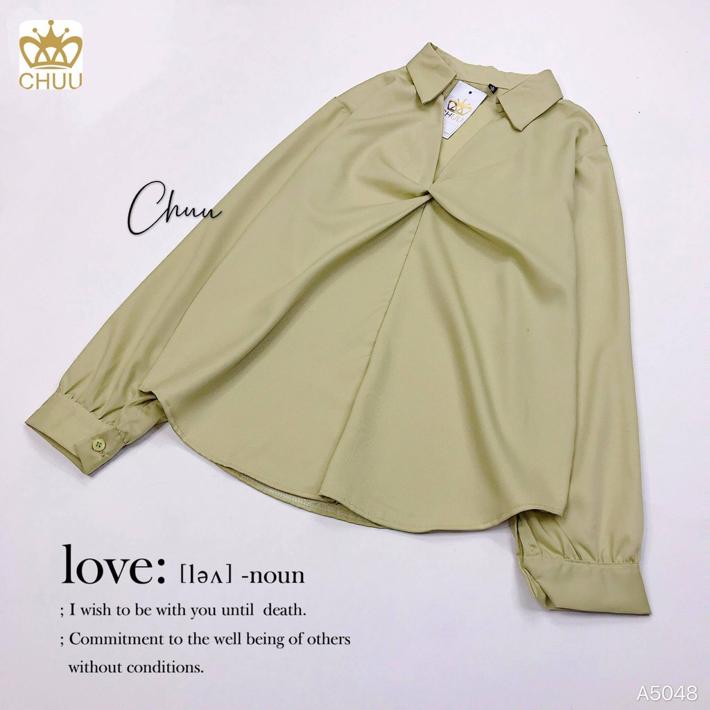 Áo sơ mi nữ xoắn ngực tay dài CHUU A5048 | BigBuy360 - bigbuy360.vn