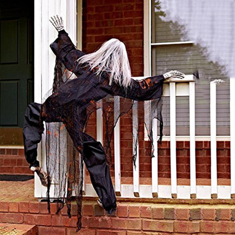SC 57" Life Size Climbing Zombies Halloween Haunted House Prop Decor Hanging Dead Monster Ghost Horror Decorations