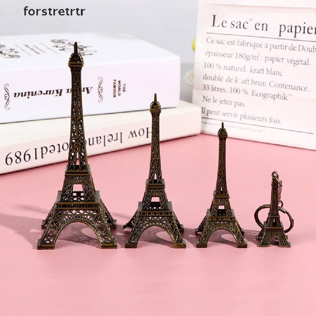 Mô hình tháp Eiffel bằng kim loại đồng phong cách Paris cổ điển trang trí nhà cửa tùy chọn kích thước