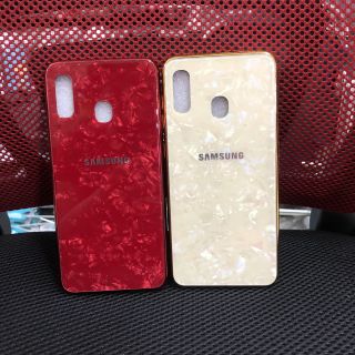 Ốp Samsung A20 viền dẻo lưng bóng kính kiểu vân đá