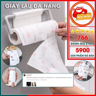 Cuộn giấy lau nhà bếp đa năng màu trắng siêu dai 50 tờ tái sử dụng được nhiều lần thấm hút tốt