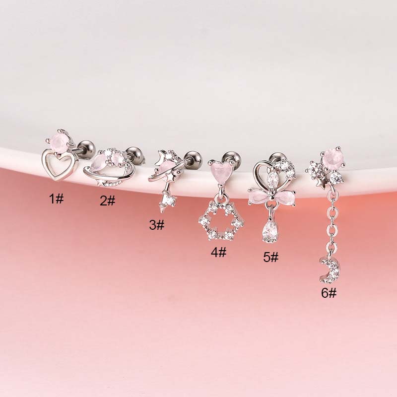 1 Khuyên Tai Hình Hành Tinh Thắt Nơ Bằng Thép Không Gỉ 20Gauge Helix Pinna Lobe Tragus