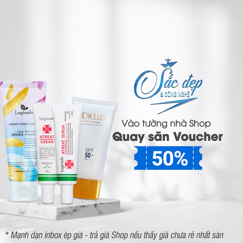 Bộ chăm sóc da mụn Lagivado tối ưu 4 món, trong đó có Serum ngừa thâm và kem chống nắng Dr Lee