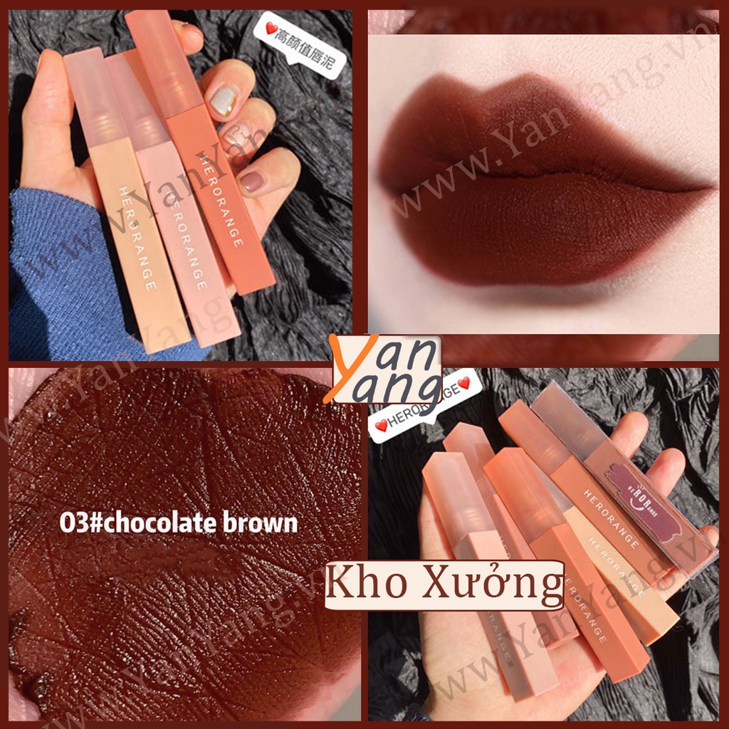 Son lì HERORANGE thân vuông mịn như nhung chống thấm nước, chống khô môi, lâu trôi | BigBuy360 - bigbuy360.vn