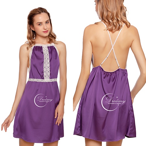 Váy ngủ sexy, váy ngủ 2 dây lụa mềm mịn quyến rũ , đồ ngủ sexy, đồ ngủ hai dây ,đồ ngủ nữ dáng xòe chéo lưng VX25