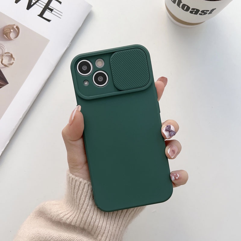 Ốp Điện Thoại Mềm Chống Sốc Có Nắp Trượt Bảo Vệ Ống Kính Máy Ảnh Cho iphone 13 14 14 15 pro max 14 plus 13 mini Sự Bảo Vệ