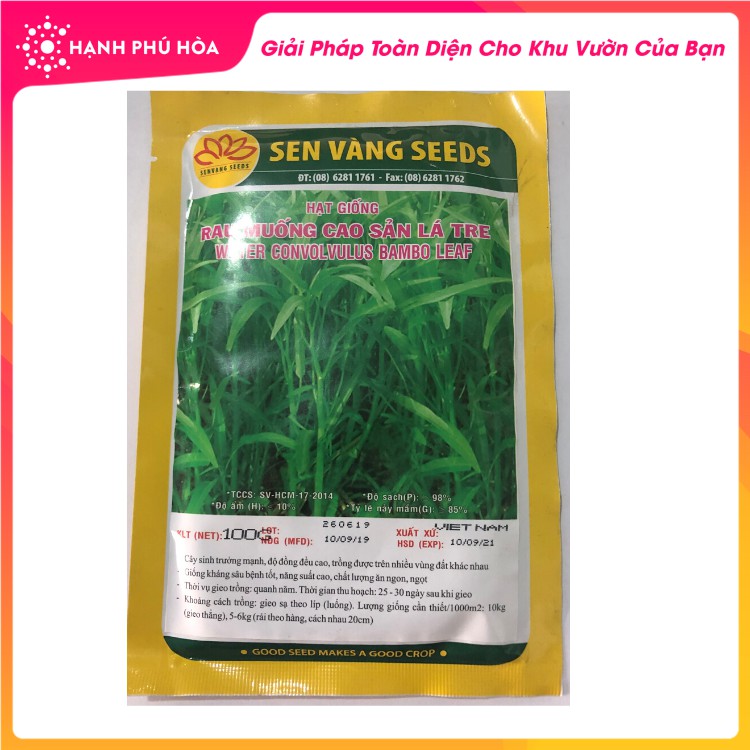 Hạt Giống Rau Muống Cao Sản Lá Tre Sen Vàng 100g/Gói- Cây Sinh Trưởng Mạnh, Kháng Bệnh Tốt, Đồng Đều, Ăn Ngon Ngot