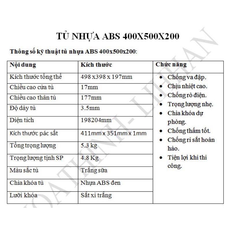Vỏ tủ điện nhựa kích thước 400*500*200 Lihhan