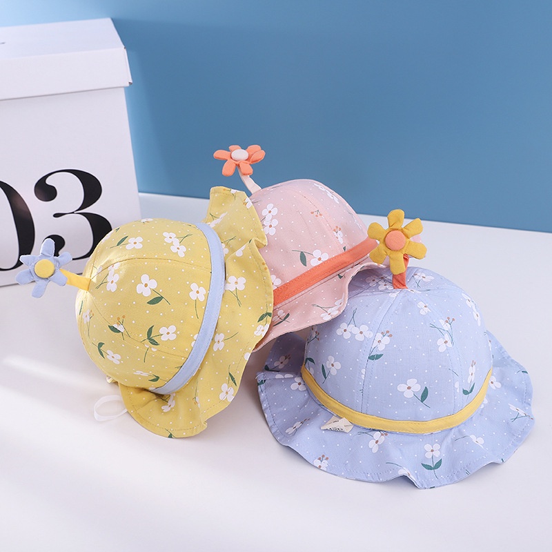 Nón Tai Bèo Họa Tiết Hoa Hoạt Hình Chống Nắng Cho Bé 6-24 Tháng Tuổi