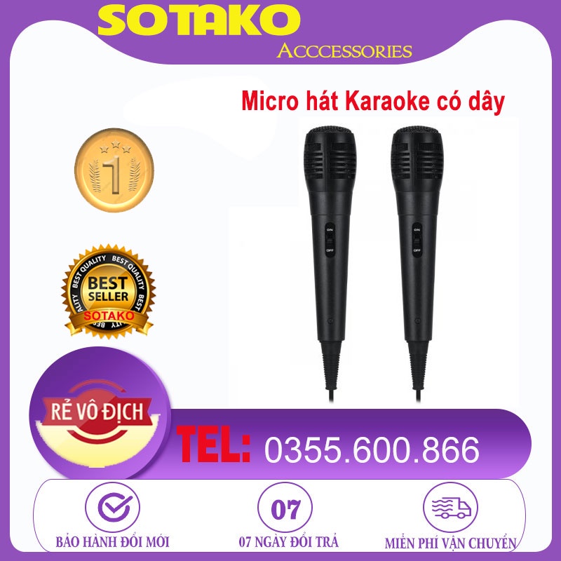 Micro hát Karaoke Có Dây sử dụng cho Loa Karaoke Kimiso, JBZ và các Dòng Loa kéo,  Âm Ly Jack 6.5 thông dụng.