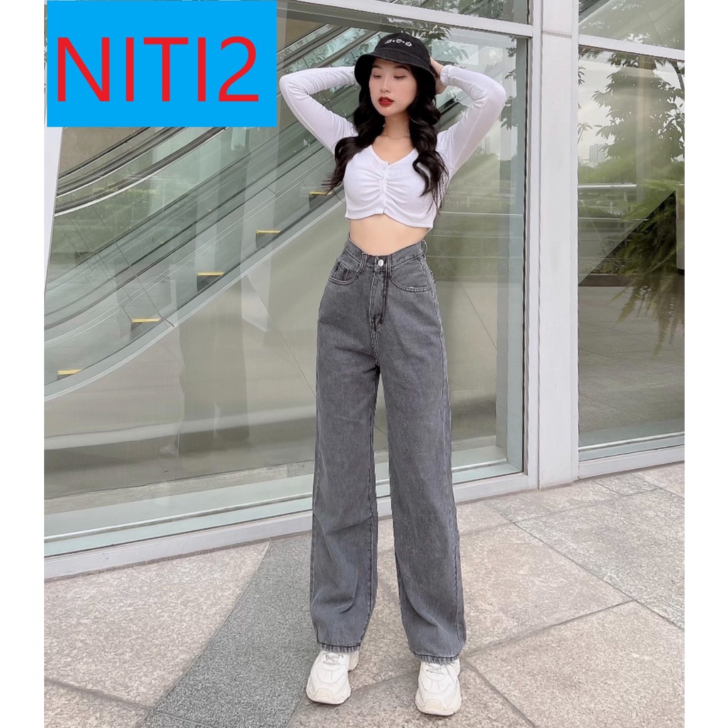 [ LƯU TÂM ] QUẦN JEANS ỐNG RỘNG NỮ LƯNG CAO MÀU XÁM NHẠT LAI CUỐN FORM DÀI RỘNG TÔN DÁNG ĐẲNG CẤP NITI2 CHẤP MỌI ĐỐI THỦ