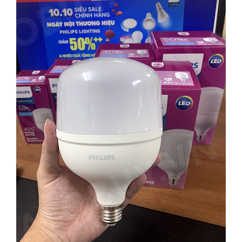 Bộ 2 Bóng đèn Philips LED Trụ TForce core 40W HB E27- Ánh sáng trắng/ Ánh sáng vàng