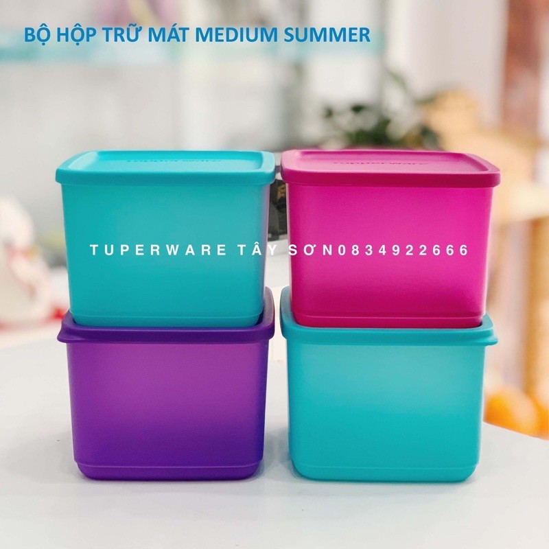 Tupperware - Hộp đựng ngăn mát hoặc đồ khô medium square round 1lit (1 hộp)