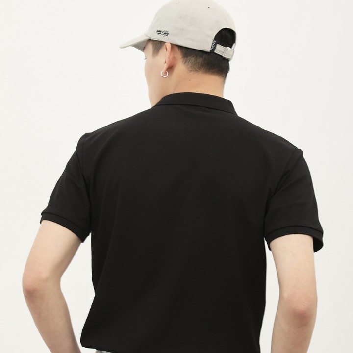 Áo phông Trơn  màu ĐEN Nam Nữ - Áo thun POLO ngắn tay có cổ, Vải LACOSTE Cá sấu 4 chiều CAO CẤP, Nhận IN ẤN theo yêu cầu | BigBuy360 - bigbuy360.vn